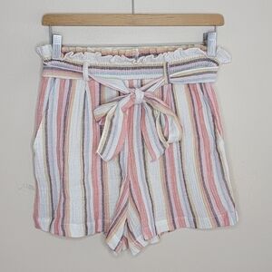 Evereve Roan & Ryan Beau Striped Tie Waist Shorts Pastel Size Small New Summer